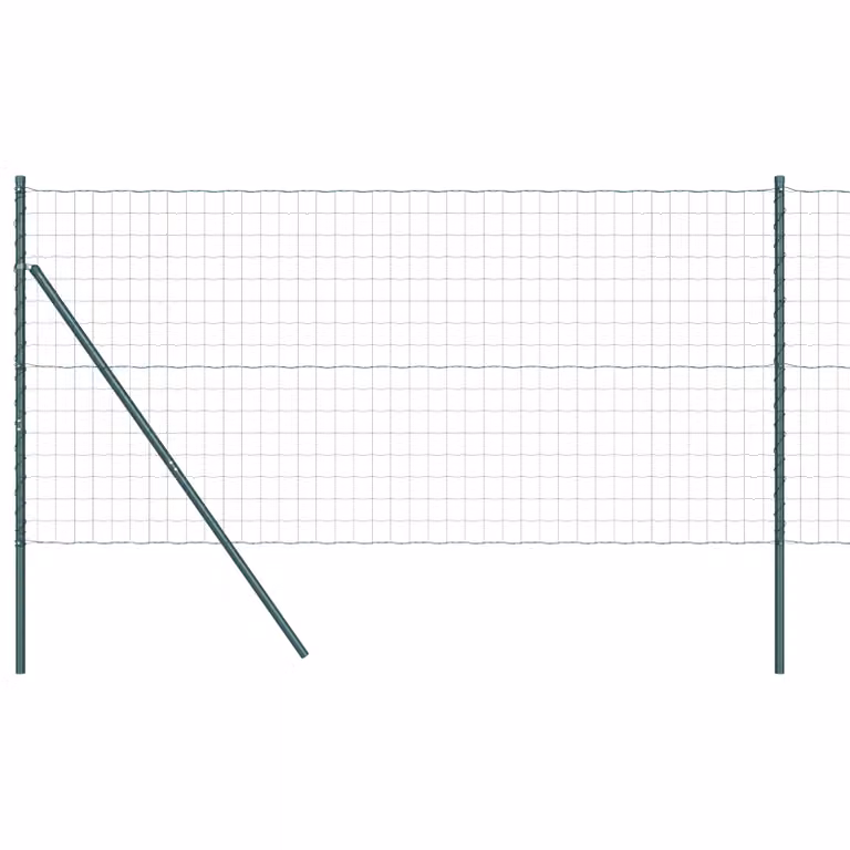 Berkfield Home Euro Fence with 7 Posts, Galvanised Steel, Green and Silver, W: 120 cm, L: 10 m