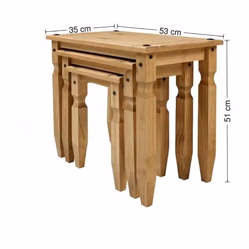 Mercers Furniture Corona Piccolo Nest of 3 Tables in Brown Antique Waxed Pine – 2