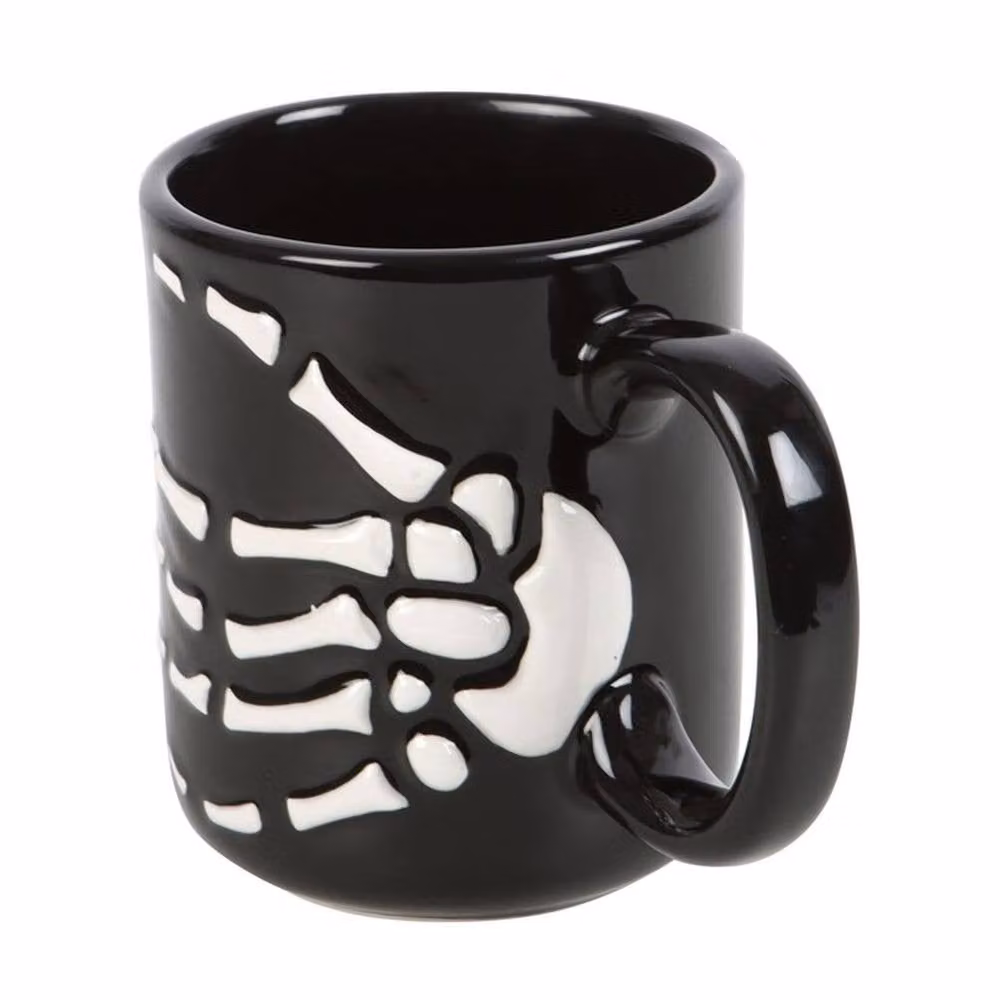 Uniqueful Skeleton Hand Ceramic Mug in Black, 350 ml – 3