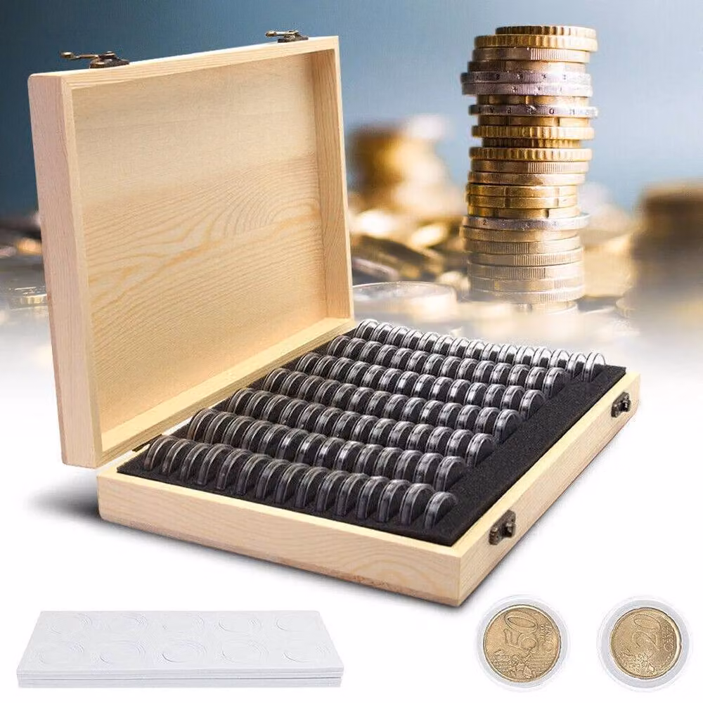 FLAVORA 100 Piece Coin Capsule Foam Storage Box in Sand – 2