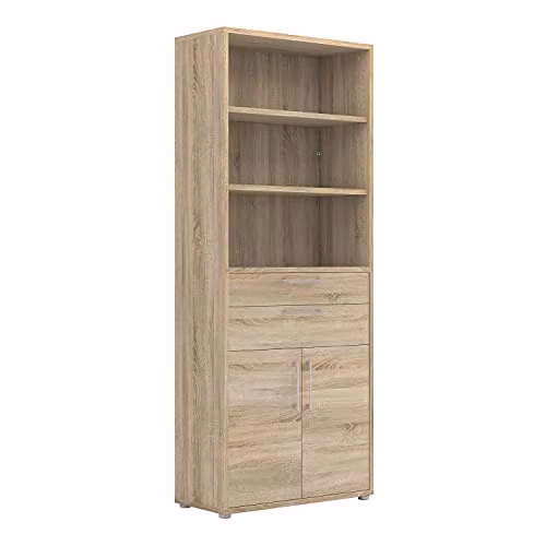 Furniture To Go Prima Oak Effect Bookcase with 3 Shelves, 2 Drawers and 2 Doors – 2