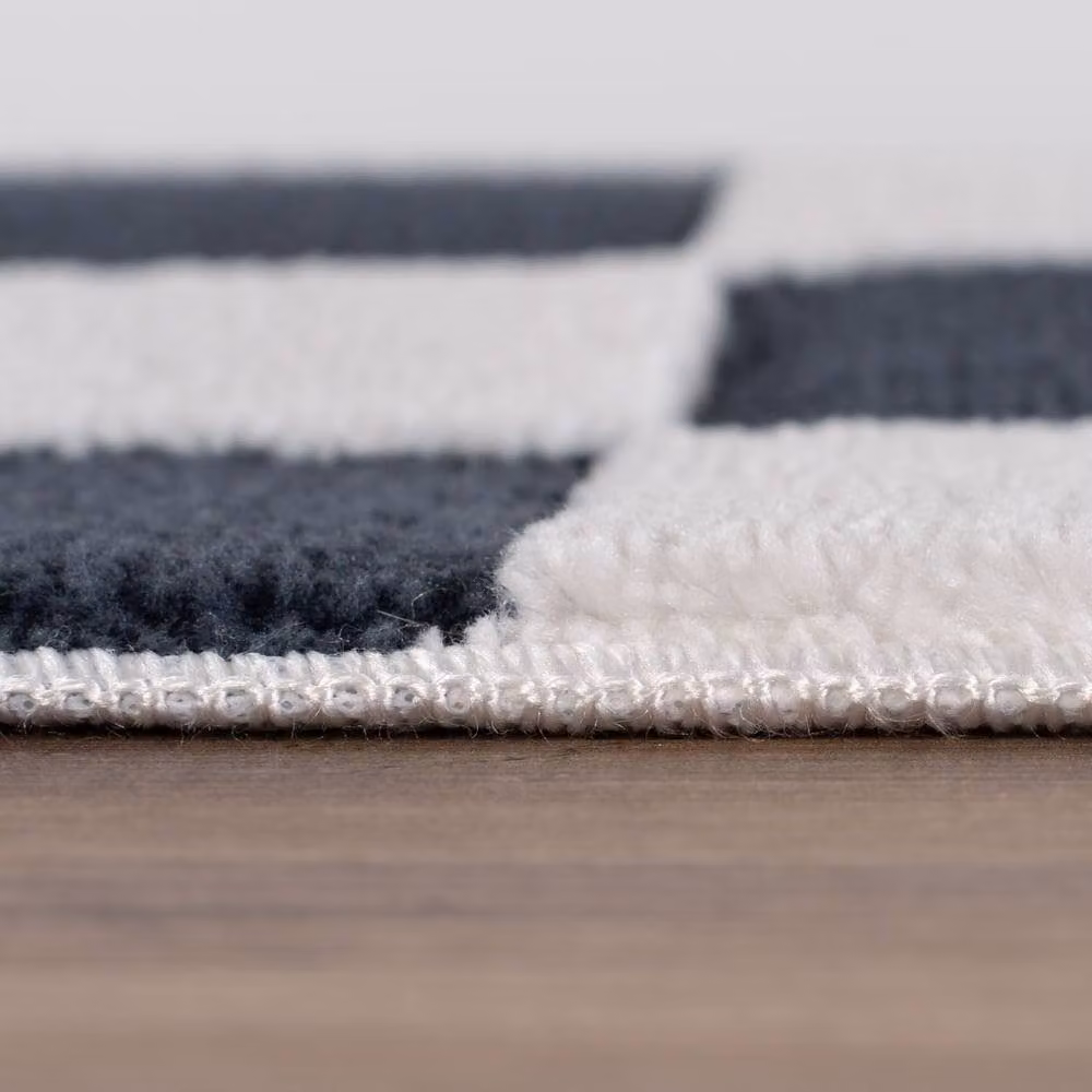 THE RUGS Loft Checkered Navy Blue Soft Pile Area Rug, W: 80 cm, L: 150 cm – 6