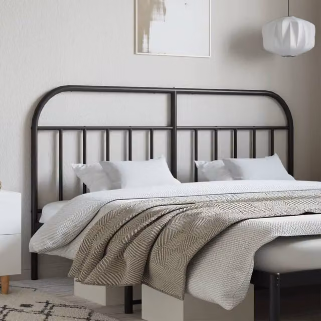 Berkfield Home Classic Metal Headboard in Black, Width: 180 cm