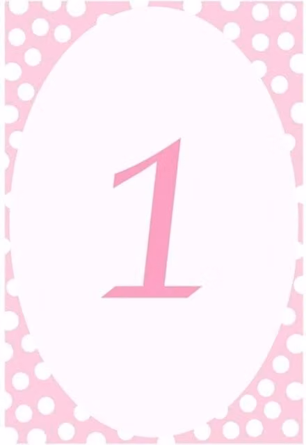 KDMD Pink Polka Dot Laminated Table Numbers, 72 Cards
