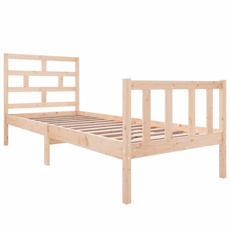Berkfield Home Small Single Solid Wood Pine Bed Frame, Brown, W: 75 cm, L: 190 cm