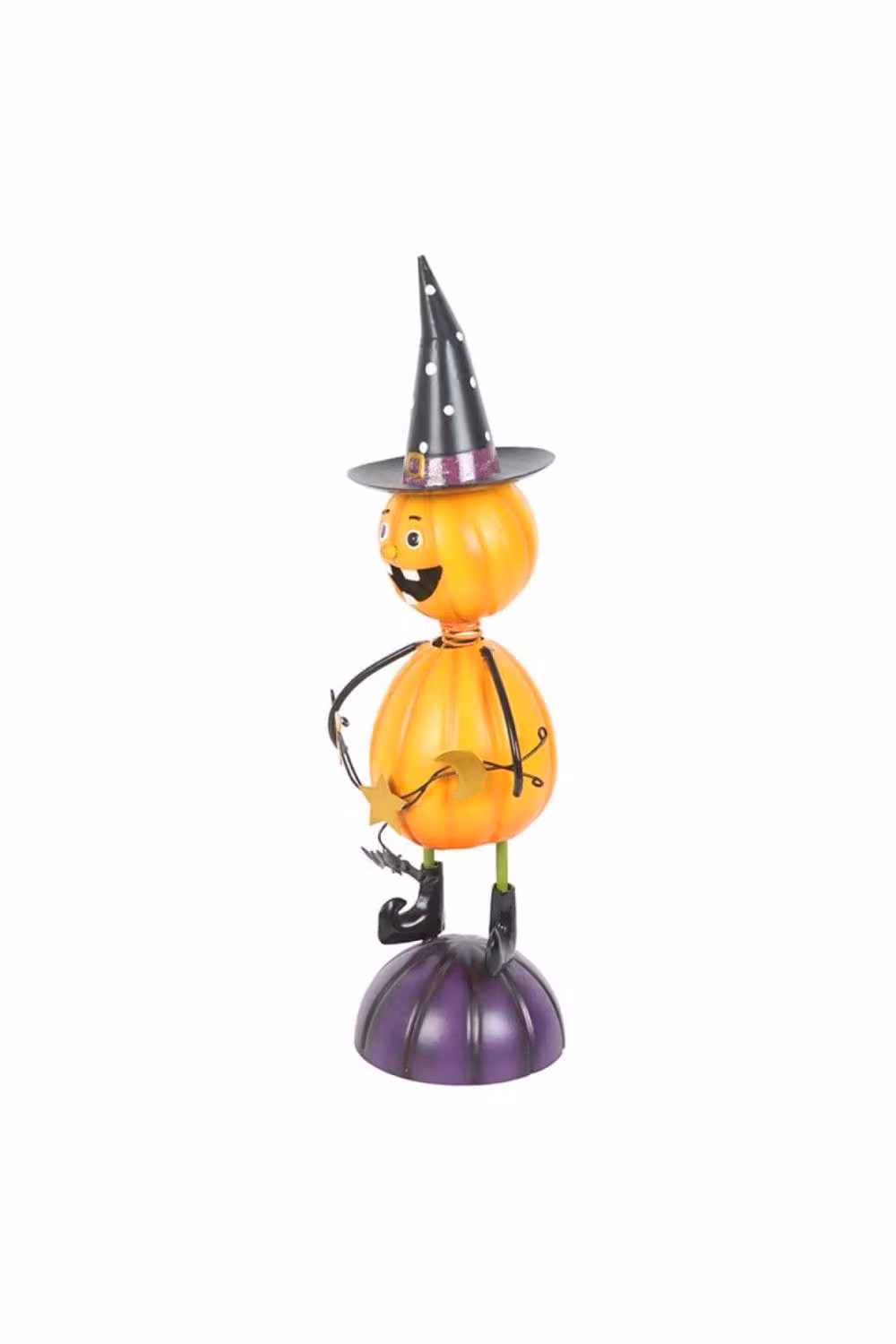 KDMD Orange Metal Pumpkin Man Ornament with Witch Hat for Halloween and Autumn Tabletop Decor – 2