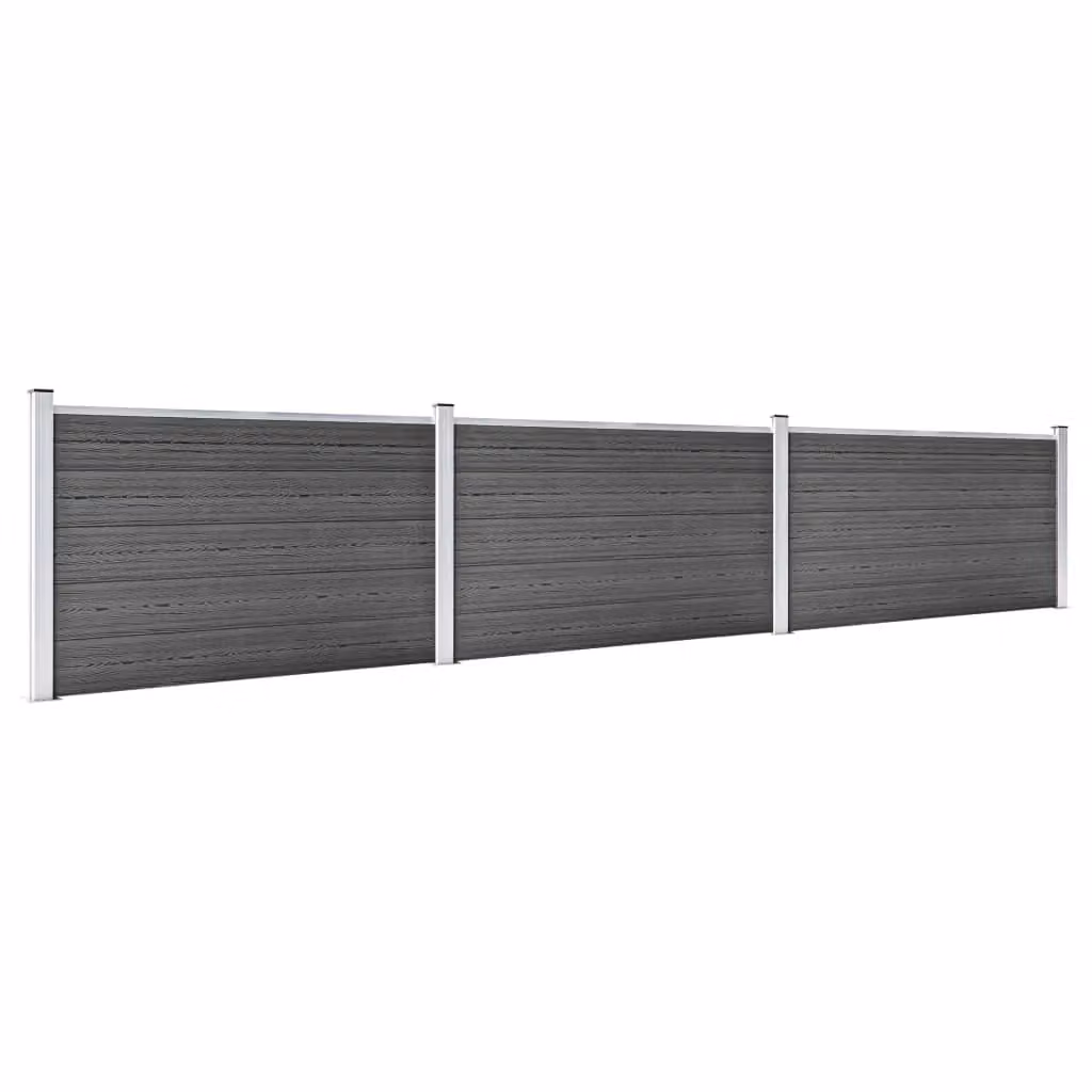 Berkfield Home WPC Fence Panel Set in Black, W: 526 cm, H: 105 cm – 2