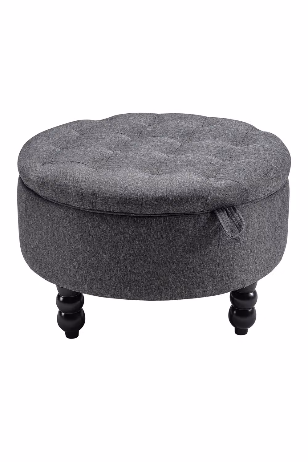 Living and Home Round Cocktail Ottoman Footstool in Grey – 2