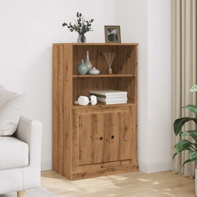 Berkfield Home Artisan Oak Highboard in Brown, W/D/H: 60 x 35.5 x 103.5 cm – 1