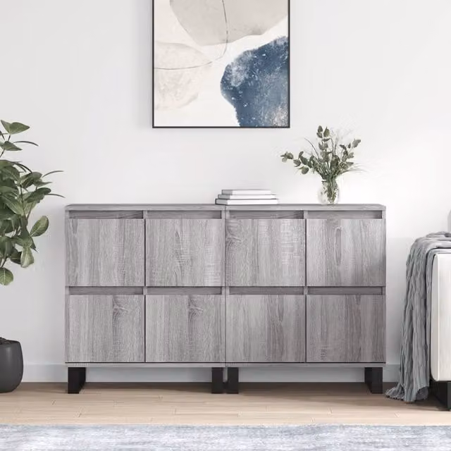 Berkfield Home Set of 2 Grey Sonoma Sideboards in Matt MDF