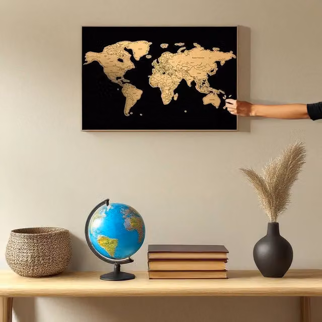 Fragranced Humour World Scratch Map Travel Poster in Black and Gold – 9