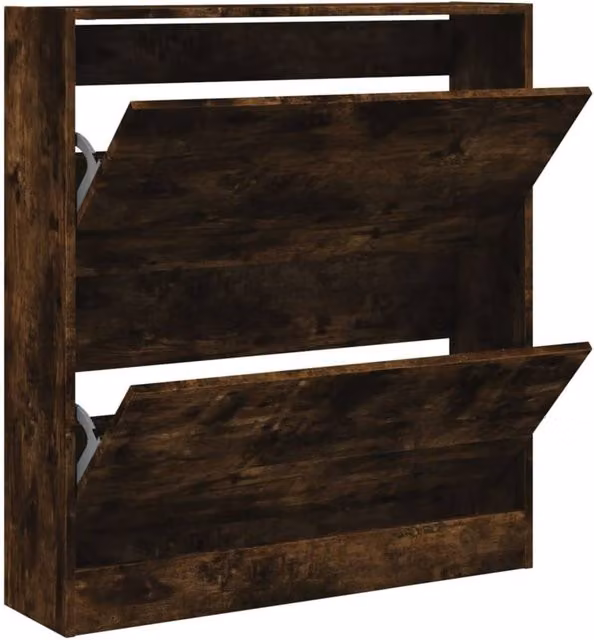 Berkfield Home Smoked Oak Shoe Cabinet in Brown, W/D/H: 80 x 21 x 87.5 cm – 1