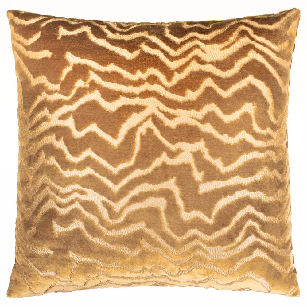 Paoletti Tierra Square Graphic Velvet Cushion in Brown and Gold, W/D/H: 50 x 50 x 5 cm – 2