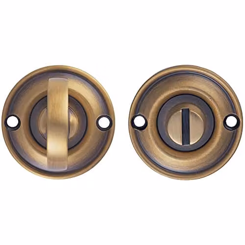 Loops Small Bathroom Thumbturn Lock and Release Handle in Antique Bronze with 67mm Spindle – 1