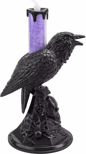 VFM e-Store Flameless Halloween Crow Candle in Orange and Purple, H 20.3 cm x W 20.3 cm x D 10.0 cm – 1