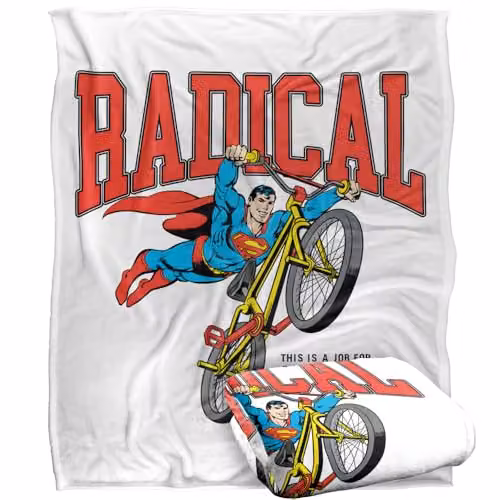 Warner Bros. Superman Radical Biker Kids Silky Touch Super Soft Fleece Throw Blanket, Multicolour, W: 127 cm x D: 152.4 cm