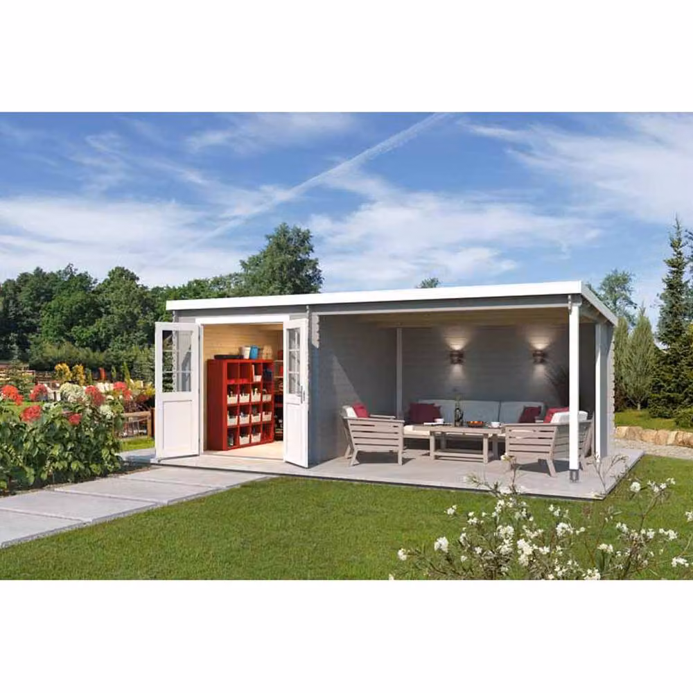 Lasita Maja Ltd Saint Raul Log Cabin Garden Room and Home Office in Natural, W: 303.9 cm, D: 590 cm, H: 222.3 cm – 3