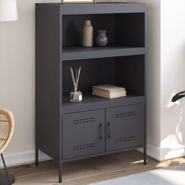 Berkfield Home Industrial Anthracite and Brown Metal Highboard W/D/H: 68 x 39 x 113 cm – 1