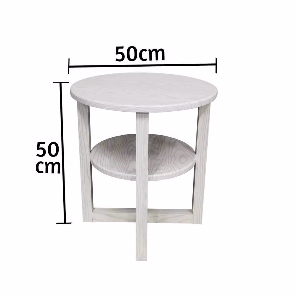 EONLION Modern Round White Matt Wood Side Coffee Table – 2