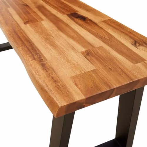 vidaXL Industrial Acacia Wood Bench with Live Edge and Metal Legs, Brown, W: 110 cm, D: 45 cm, H: 35 cm – 3