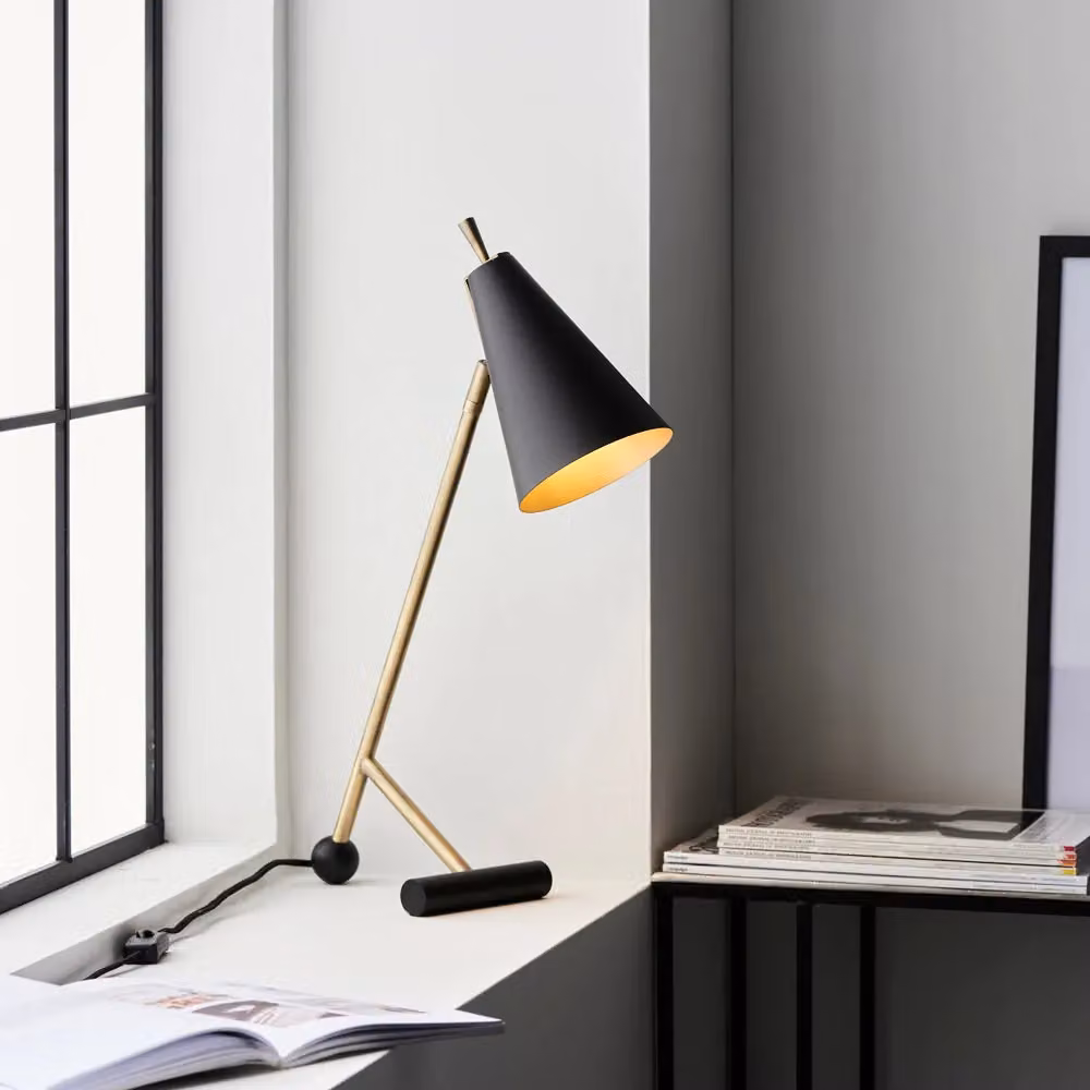 Loops Modern Adjustable Task Lamp in Antique Brass and Matt Black – 2