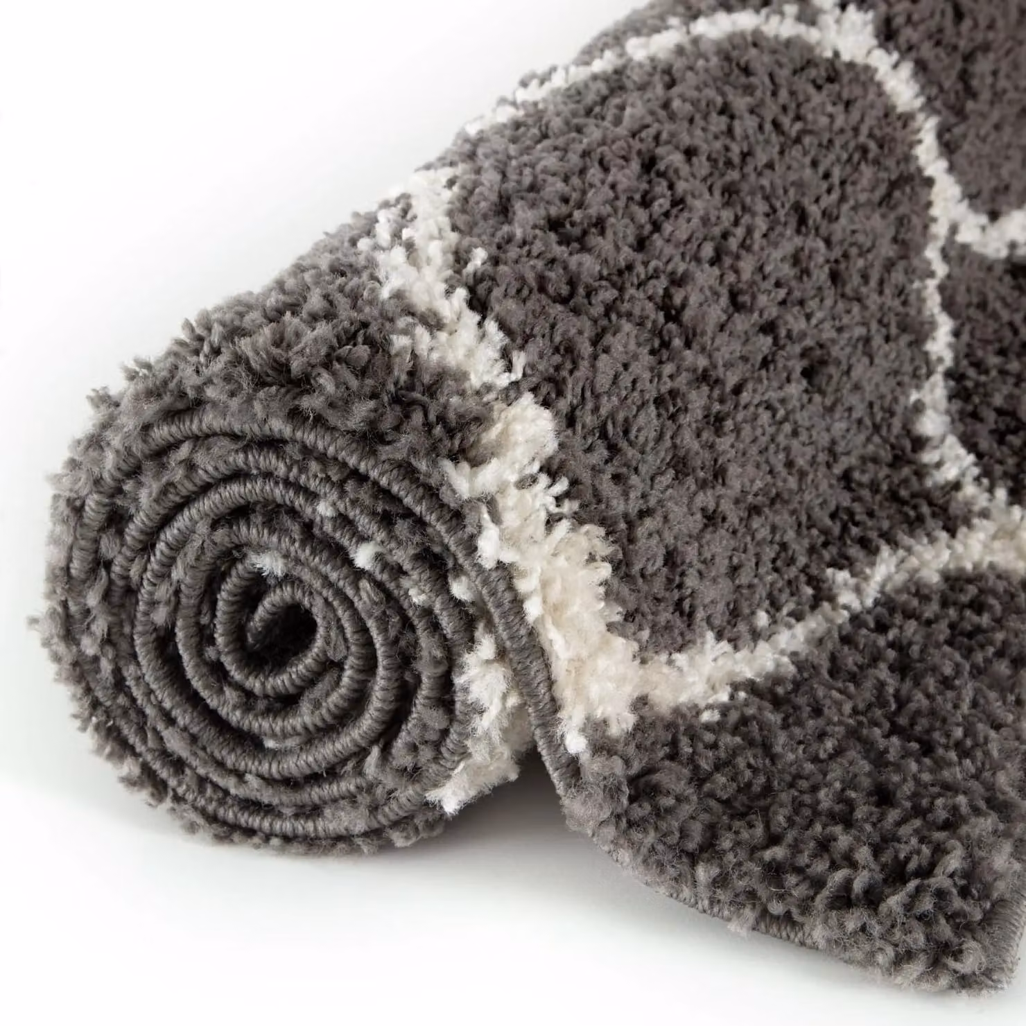 THE RUGS Moroccan Soft High Pile Shaggy Trellis Rug, Dark Grey, W: 140 cm, D: 200 cm – 3