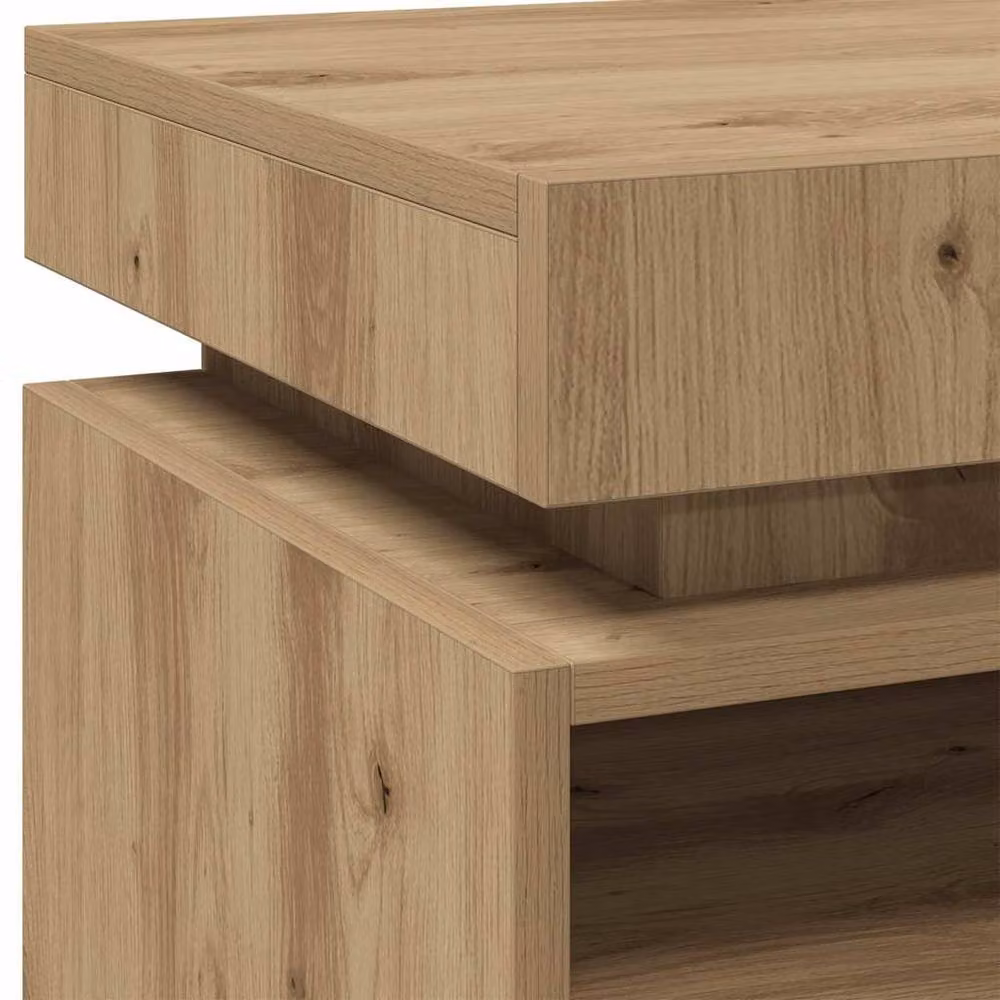 Berkfield Home Artisan Oak Bedside Cabinets with Integrated LED Lights, Set of 2, Brown, W: 40 cm, D: 39 cm, H: 48.5 cm – 5