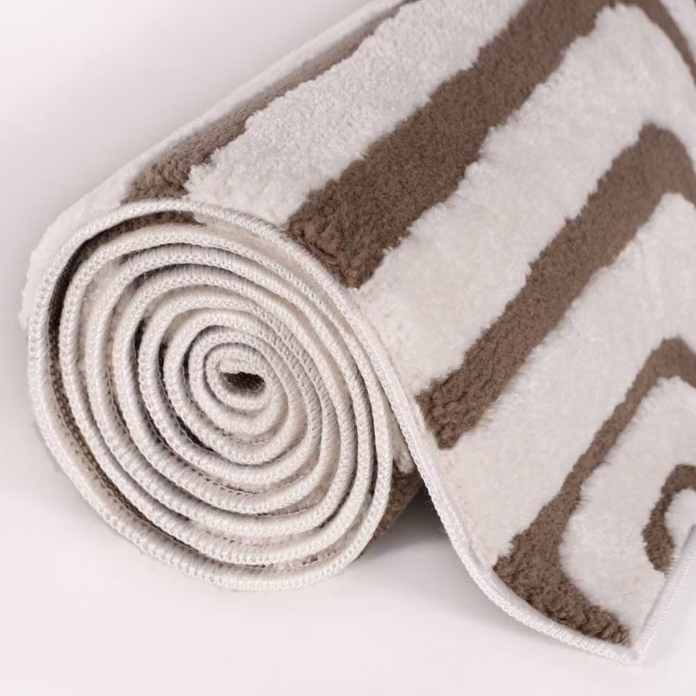 THE RUGS Loft Curved Line Soft Pile Area Rug in Taupe, W: 80 cm, L: 150 cm – 6