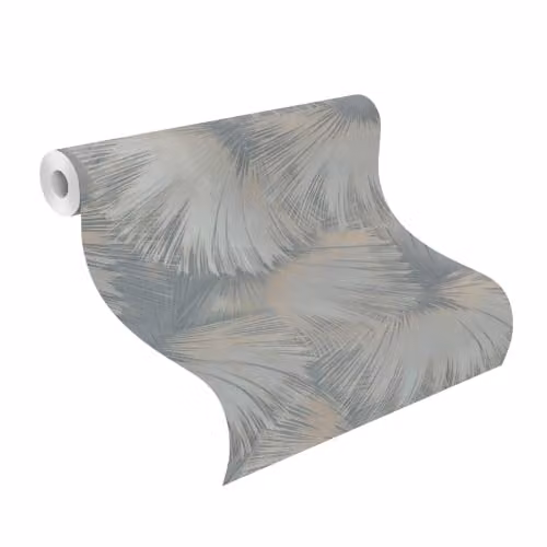 Rasch Opulenza Fan Effect Textured Vinyl Wallpaper in Blue, Beige and Silver with Geometric Abstract Design – 2