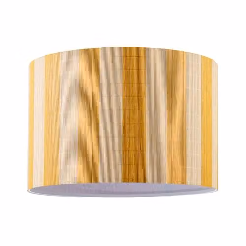 Happy Homewares Shabby Chic Bamboo Cylinder Drum Lamp Shade in Brown, Yellow and White, W/H: 18 x 25 cm – 1