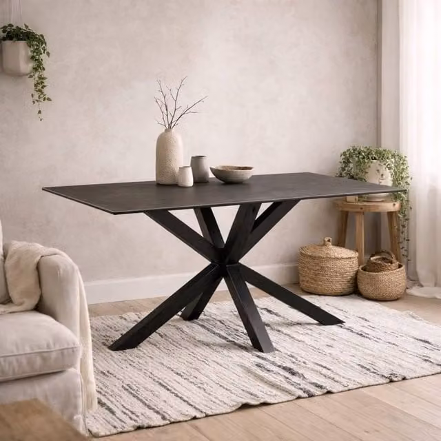 Wyld Haus Perth Black Matt Ceramic Rectangular Dining Table for 4 Adults, W/D/H: 135 x 80 x 75.5 cm – 1