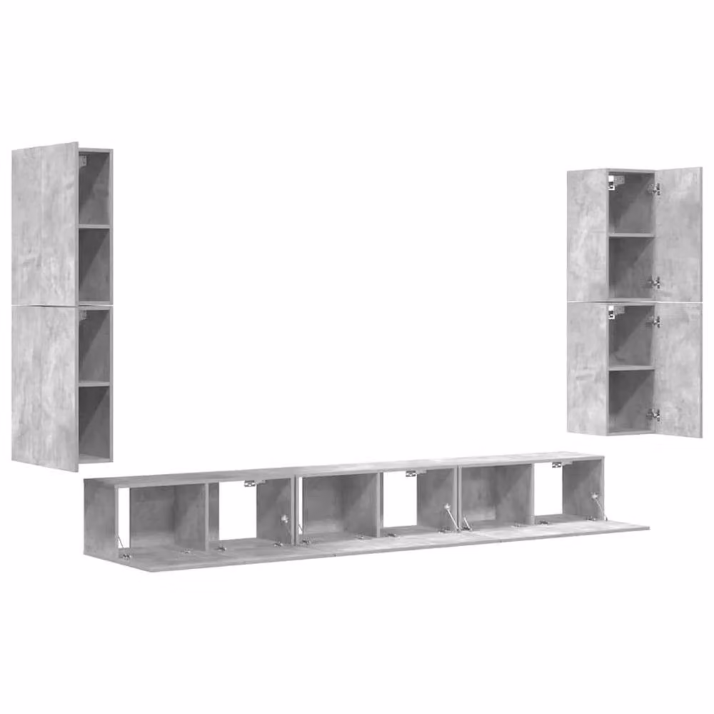 Berkfield Home Classic 7 Piece TV Cabinet Set in Matt Concrete Grey MDF – 2