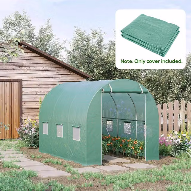 OUTSUNNY Greenhouse Replacement Cover for Tunnel Greenhouses, Light Green