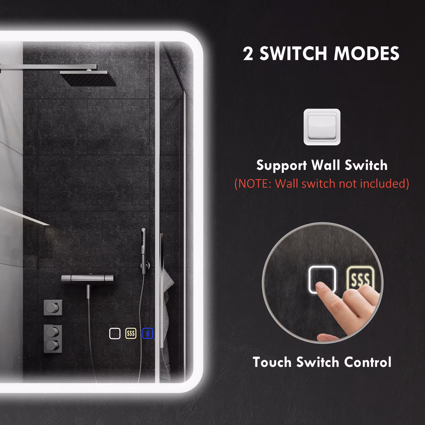 HOMCOM Backlit Illuminated Bluetooth Bathroom Mirror with LED Lights, Silver Tone, W: 50 cm, H: 70 cm – 9