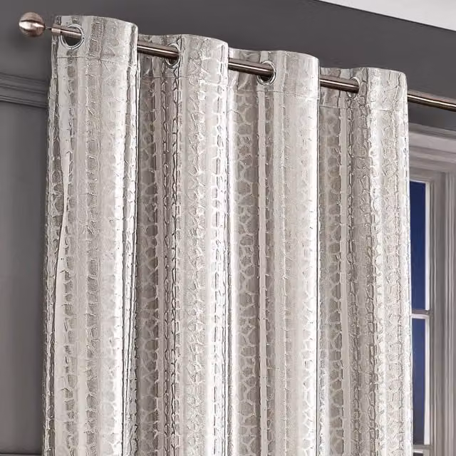 Intimates Verity Crushed Velvet Embossed Blackout Eyelet Curtains in Cream, Width: 140 cm, Drop: 137 cm