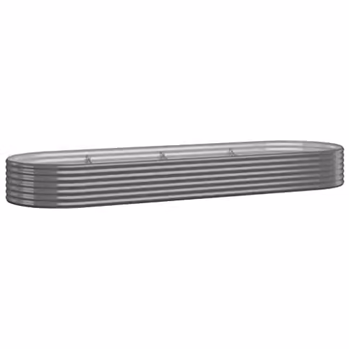 vidaXL Grey Galvanised Steel Garden Raised Bed W: 322 cm, D: 100 cm, H: 36 cm