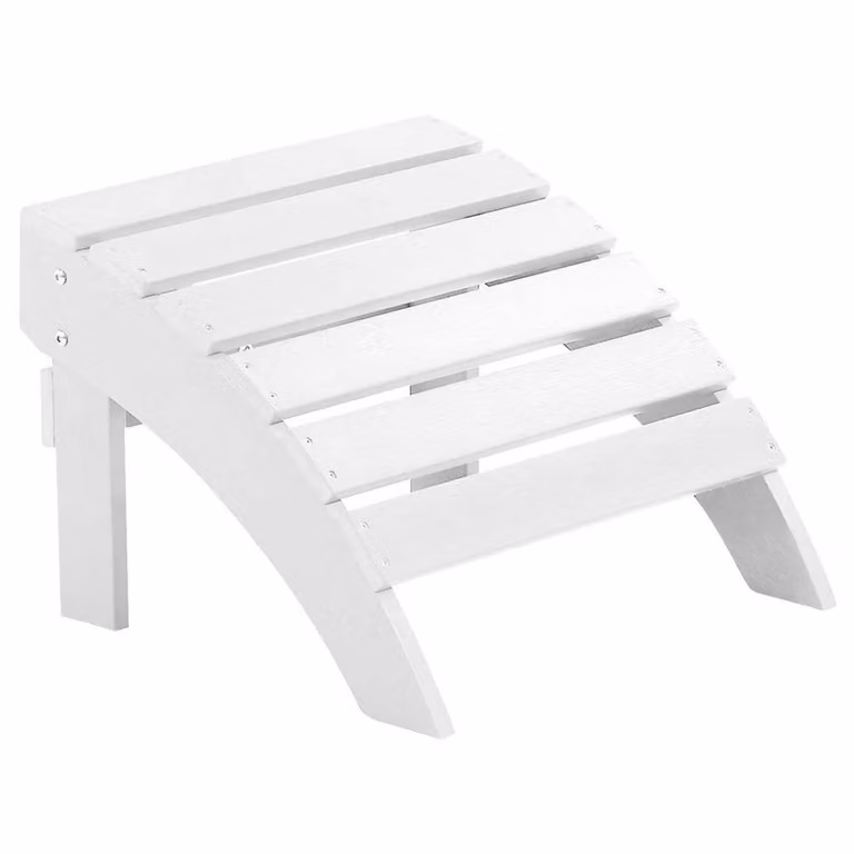 Wyld and Coco Slatted Outdoor Footstool in Matt White, W: 50 cm, D: 43 cm, H: 34 cm