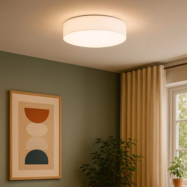 Eglo Pasteri White Fabric Round Ceiling Light