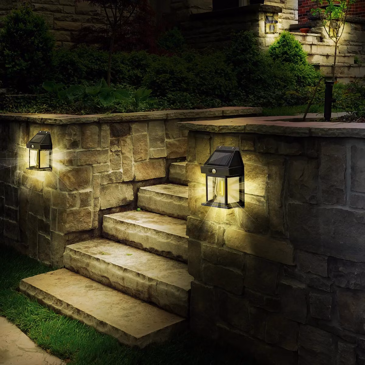 JML Luma Solar Motion Sensor Garden Lantern in Black with Warm White Light – 4