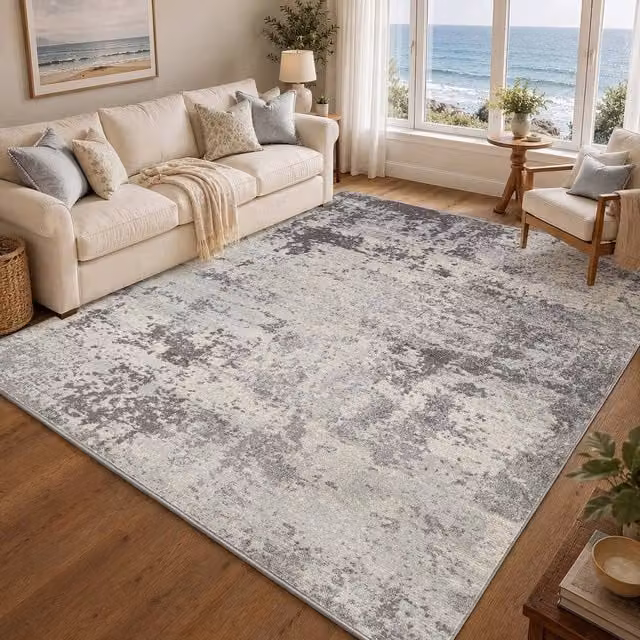 Livabliss Chester Abstract Modern Marble Rug in Grey, W: 140 cm, L: 200 cm