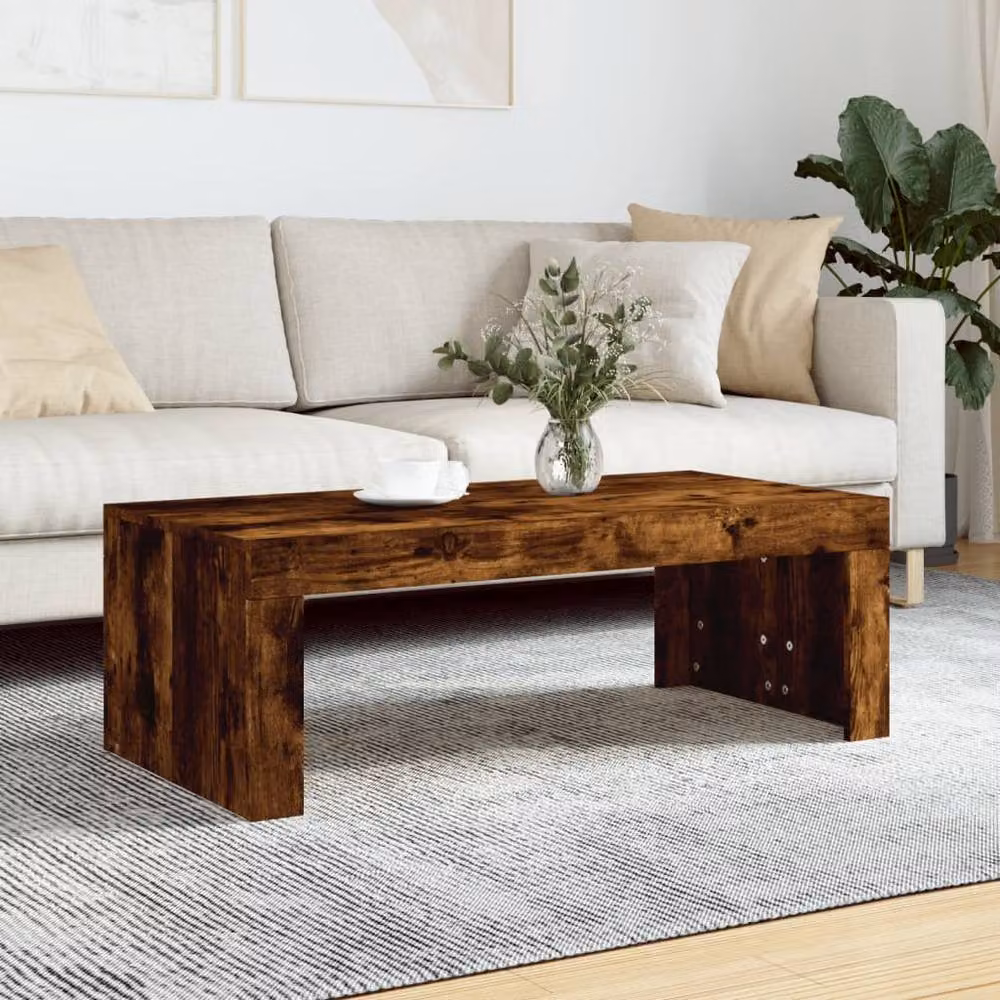 Berkfield Home Modern Rectangular Coffee Table in Smoked Oak Brown, W/D/H: 102 x 50 x 36 cm – 2