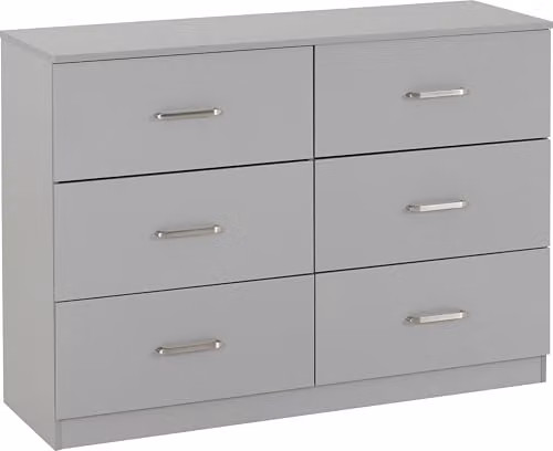 Seconique Dakota 6 Drawer Chest in Light Grey, H 110 x W 81 x D 36 cm