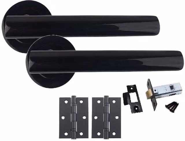 Golden Grace Metallic T-Bar Door Handle on Rose in Black, Set of 6
