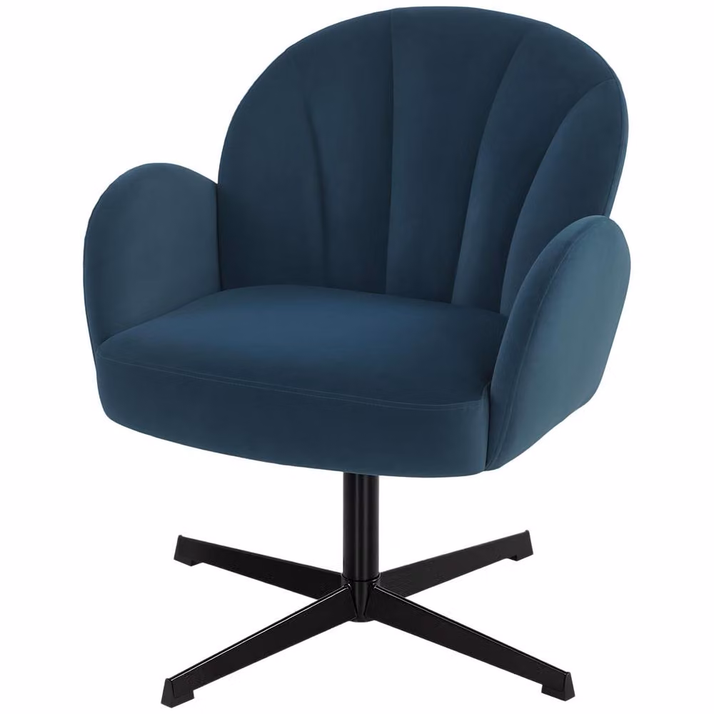 STILVORA Blue Velvet 360 Degree Swivel Armchair – 3