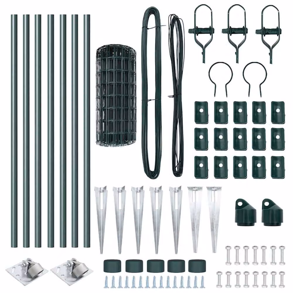 Berkfield Home Euro Fence with 7 Spike Posts, 0.8 x 10 m, Galvanised Steel, Green – 4
