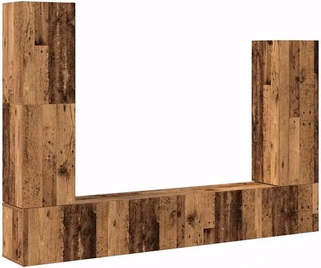 Berkfield Home 4 Piece Wall-mounted TV Cabinet Set in Brown and Multicolour Matt Finish