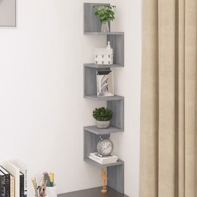 Berkfield Home Grey Sonoma Wall Corner Shelf, W/D/H: 20 x 20 x 127.5 cm