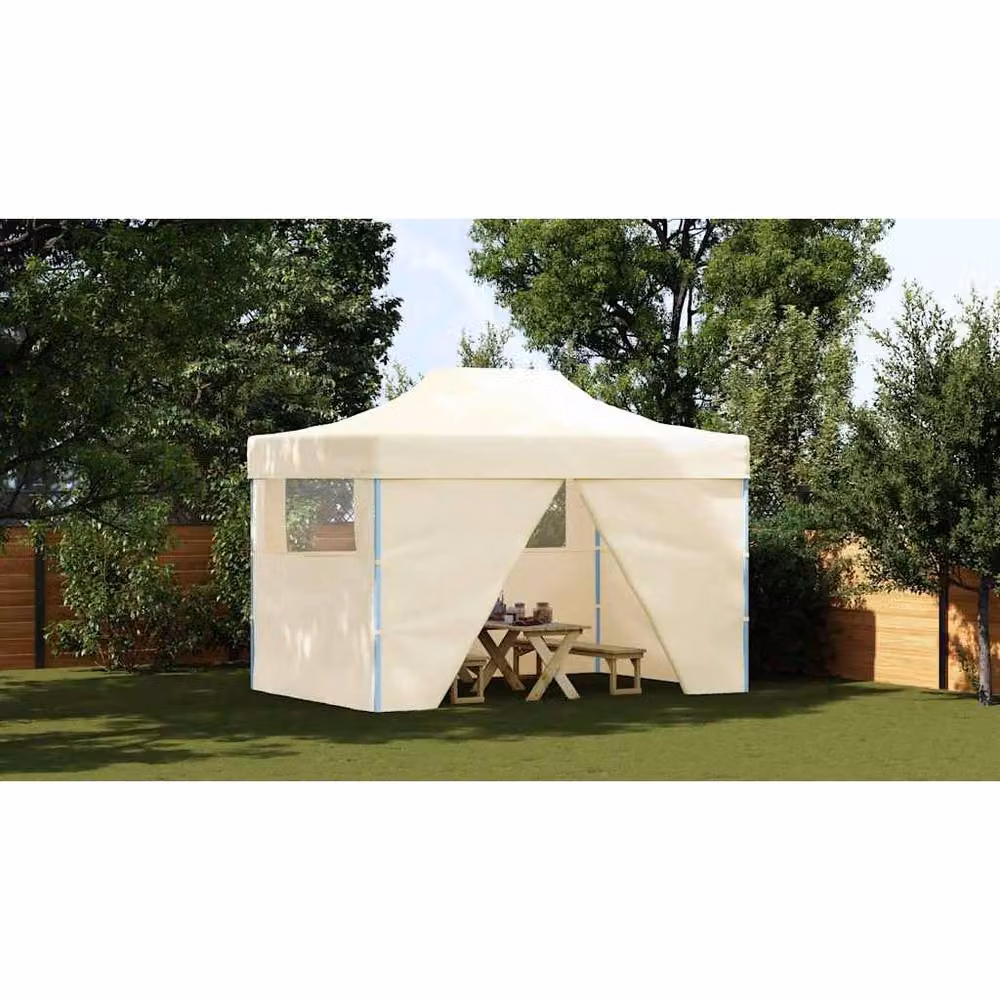 Berkfield Home Foldable Pop-Up Tent with 4 Side Walls, Cream White, W: 4.5 m, D: 3 m – 3