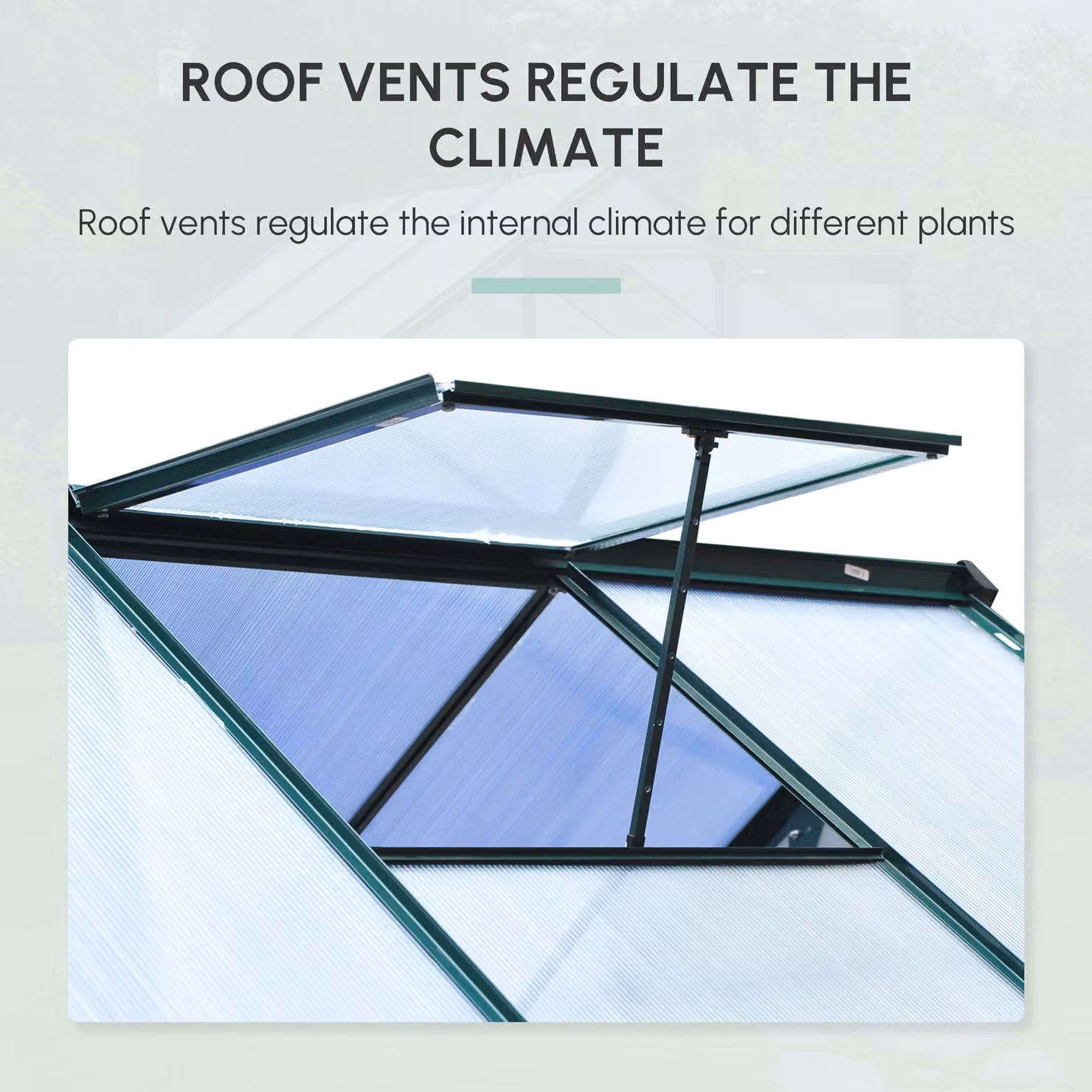 Outsunny Large Walk-In Polycarbonate Garden Greenhouse with Aluminium Frame and Galvanised Steel Base, W/D/H: 182.88 x 192.0 x 201.0 cm – 8