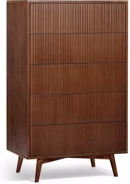 Teamson Home Tremolo Walnut Bedroom Dresser Chest of Drawers, W: 127 cm, H: 76.2 cm, D: 45.7 cm